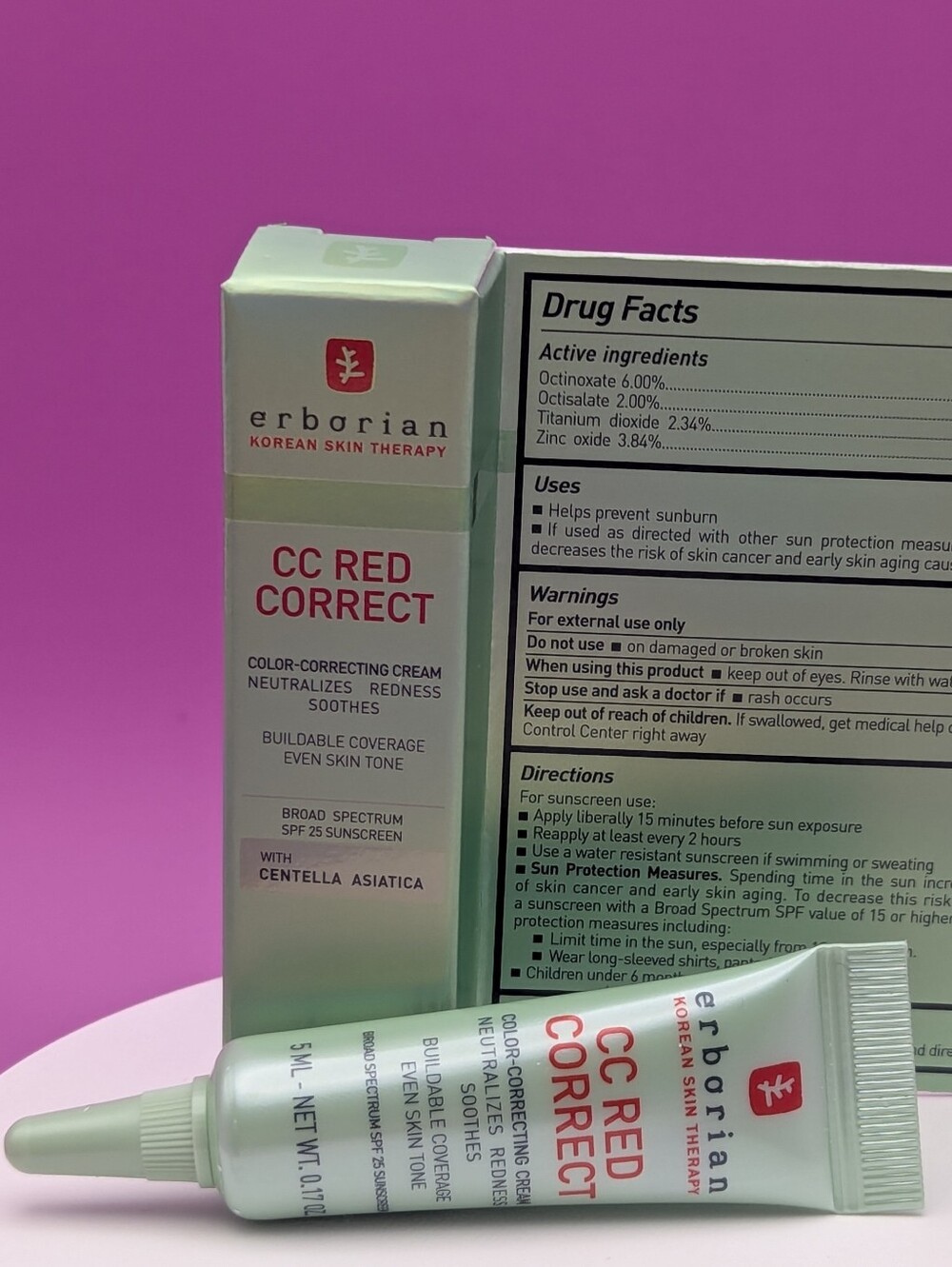 erborian Korean Skin Therapy CC Red Correct Full Size + Mini NIB Even Complexion - Picture 9 of 9